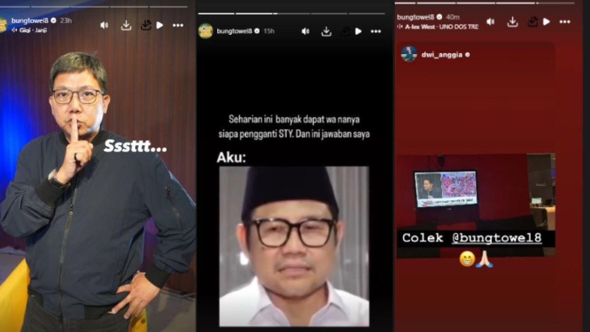 Reaksi Bung Towel dari kiri ke kanan sebelum hingga sesudah mengetahui pengumuman resmi PSSI pecat Shin Tae-yong dari Timnas Indonesia.