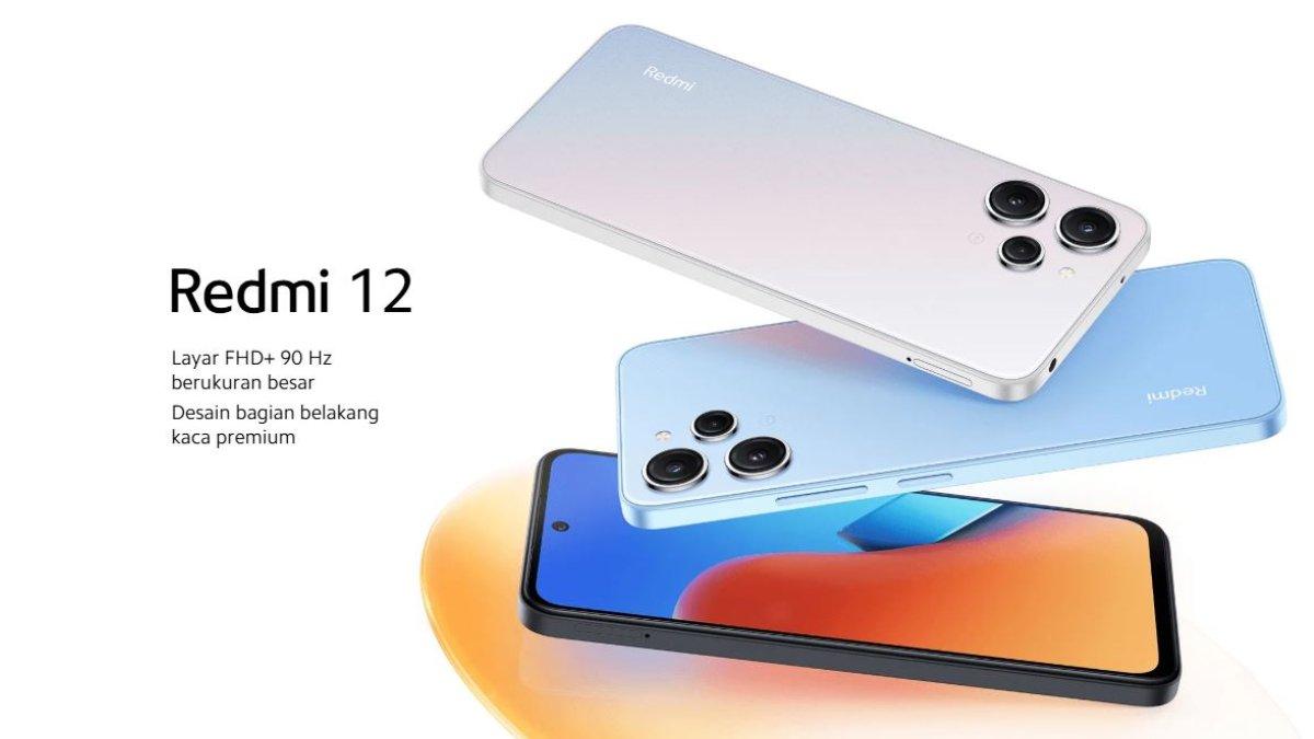 Desain Redmi 12: Desain bodi belakang dengan kaca premium.
