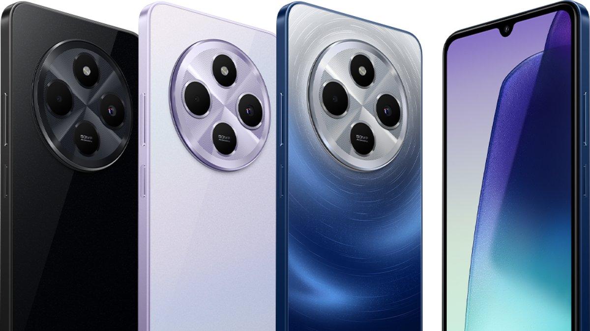 Gambaran HP Redmi 14C: Black, Dreamy Purple, dan Starry Blue.