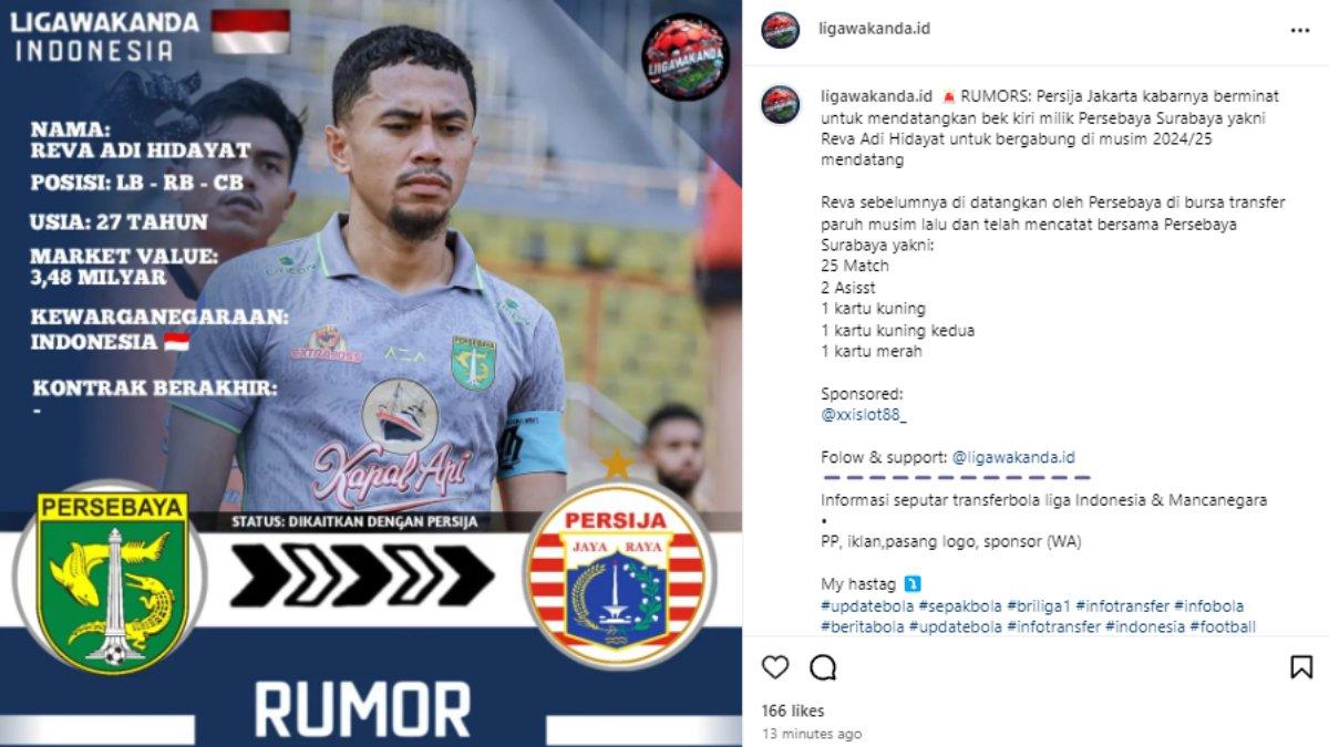 Rumor kapten Persebaya Surabaya, Reva Adi yang santer dilirik oleh Persija Jakarta jelang Liga 1 2024.