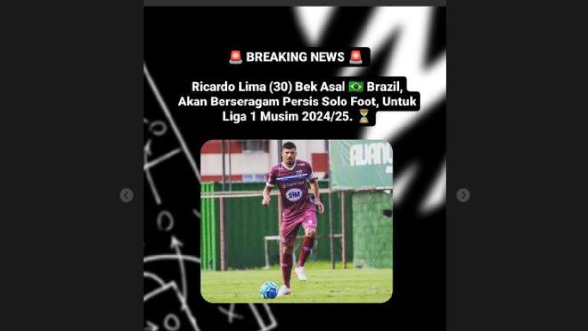 Potret calon bek anyar Persis Solo asal Brasil Ricardo Lima saat bermain di serie C Brasil.