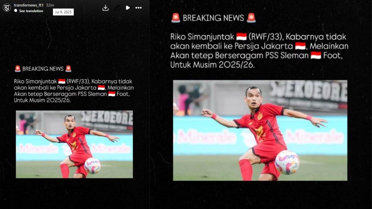 BURSA TRANSFER PERSIJA JAKARTA - Riko Simanjuntak kabarnya tak akan kembali ke Persija Jakarta dan tetap bersama PSS Sleman di musim 2025/2026.
