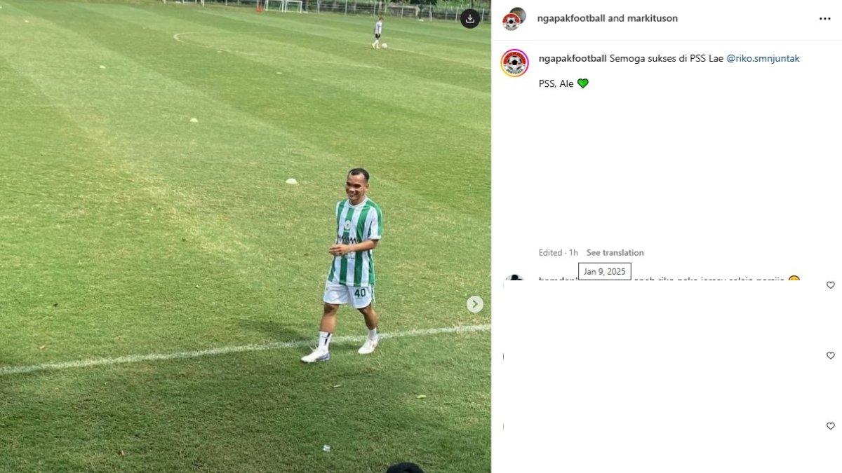 Riko Simanjuntak kepergok ikut sesi latihan PSS Sleman.