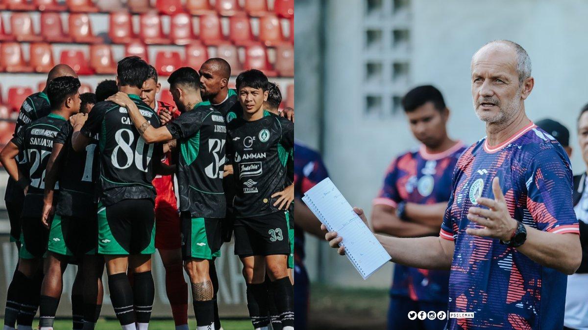 Skuad PSS Sleman (kiri) dan Rista Vidakovic (kanan).