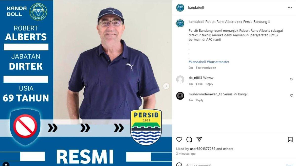 RUMOR - Persib Bandung dikabarkan bakal mendatangkan kembali sosok Robert Alberts untuk menjadi direktur teknik dari Pangeran Biru untuk musim 2024/2025 mendatang.