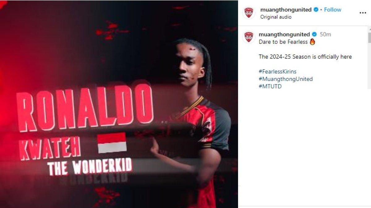 Peresmian pemain berlabel Timnas Indonesia, Ronaldo Kwateh di klub Liga Thailand, Muangthong United pada Rabu, 7 Agustus 2024.