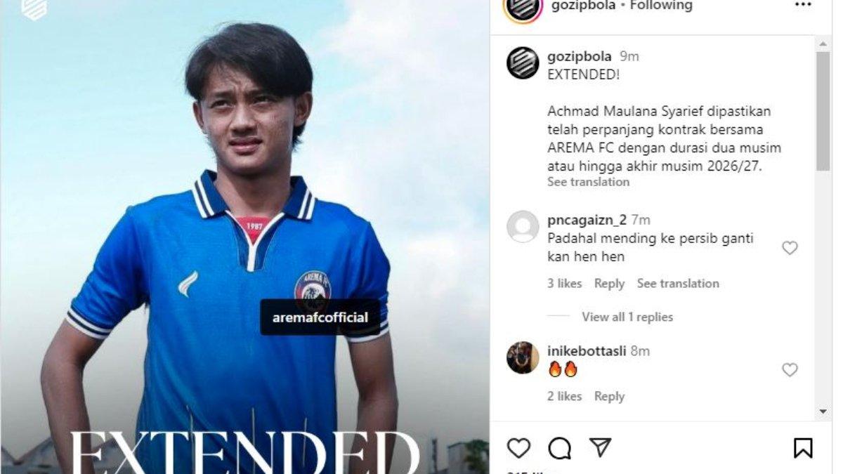 Rumor bek kanan Arema FC yang sempat dikaitkan dengan Persib Bandung, yakni Achmad Maulana Syarif yang mendapat perpanjangan kontrak dari Singo Edan, Jumat (4/10).