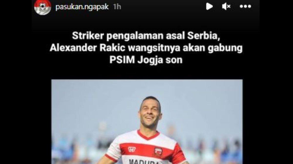 Rumor merapatnya Aleksandar Rakic ke PSIM Yogyakarta jelang Liga 2 2023 dimulai.