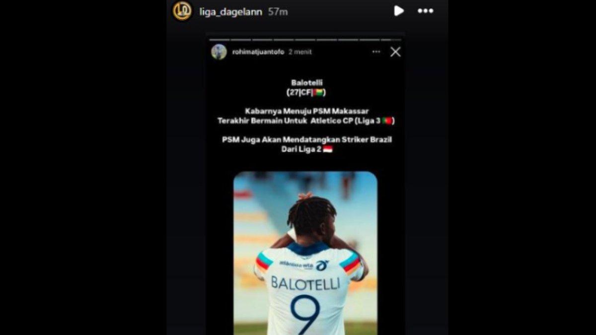 Rumor transfer PSM Makassar yang dikabarkan akan mendatangkan sosok Balotelli hingga striker Brasil dari Liga 2 2024, Jumat (10/1).