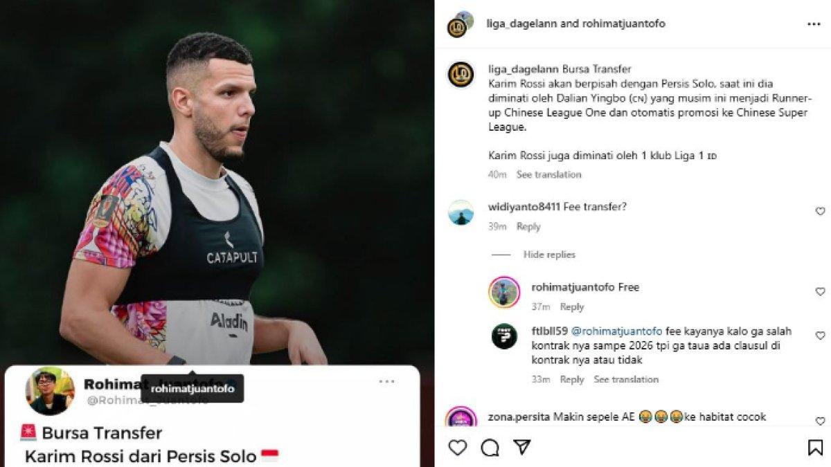 Rumor striker Persis Solo, Karim Rossi yang diminati oleh klub Liga China seiring semakin didesak untuk hengkang di Liga 1 2024 ini, Jumat (13/12).