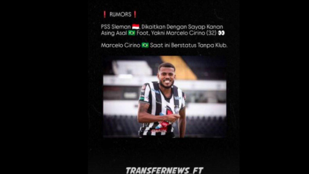 Rumor sosok bernama Marcelo Cirino yang dikaitkan dengan PSS Sleman untuk putaran kedua Liga 1 2024, Rabu (1/1).
