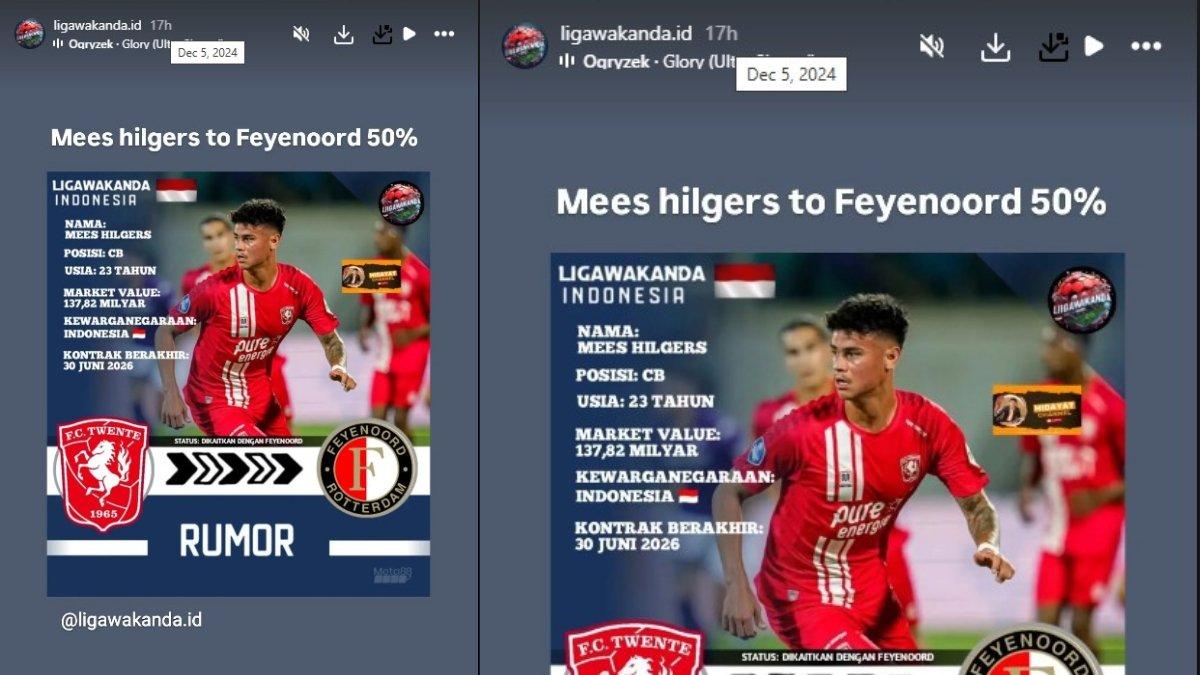 Rumor Mees Hilgers 50% gabung Feyenoord.