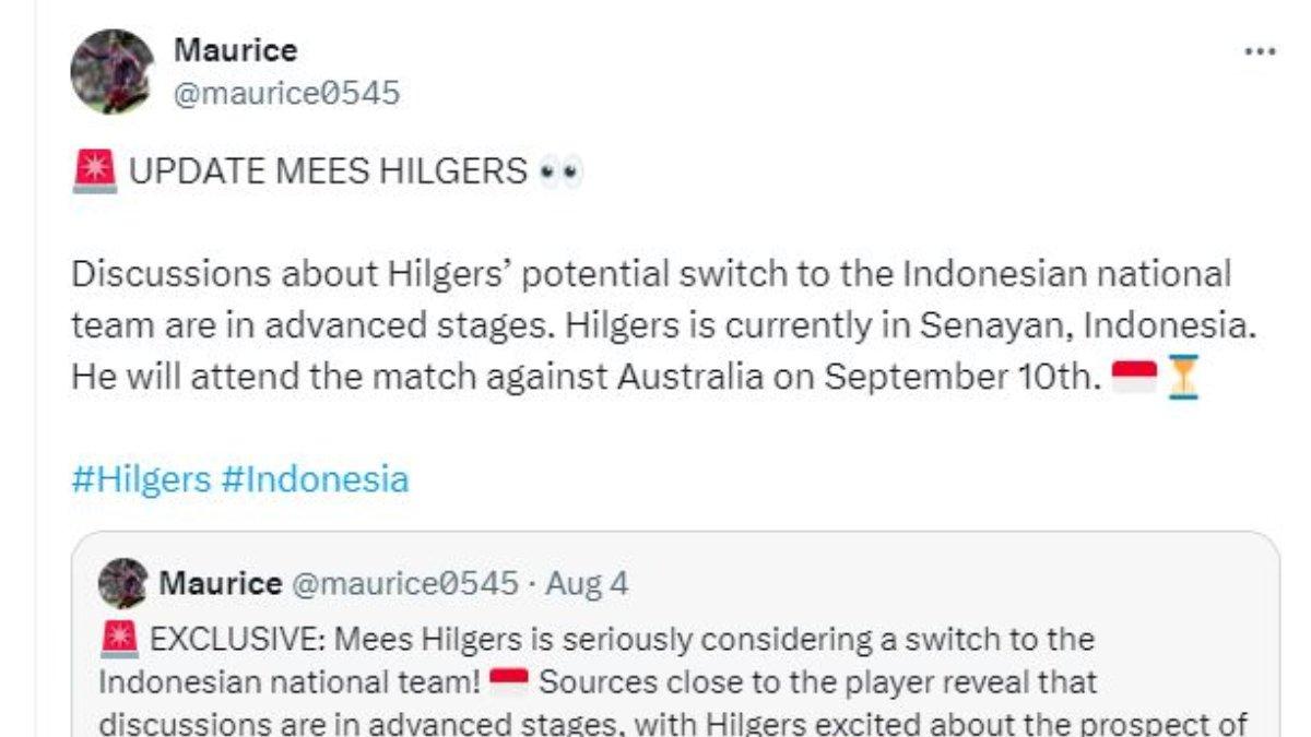 Rumor sosok bek FC Twente, Mees Hilgers yang dikabarkan bakal menjadi pemain naturalisasi terbaru Timnas Indonesia, Kamis (5/9).