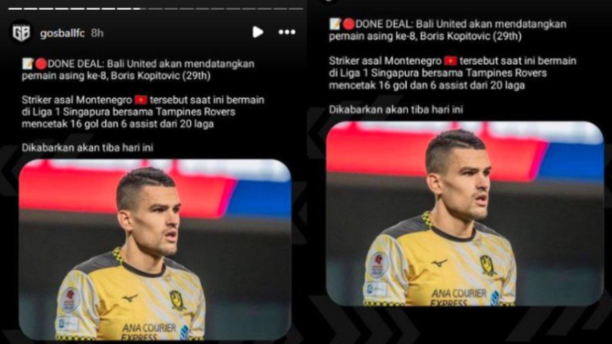 Rumor sosok striker dari Makedonia bernama Boris Kopitovic yang santer merapat ke Bali United pada putaran kedua Liga 1 2024, Kamis (2/1).