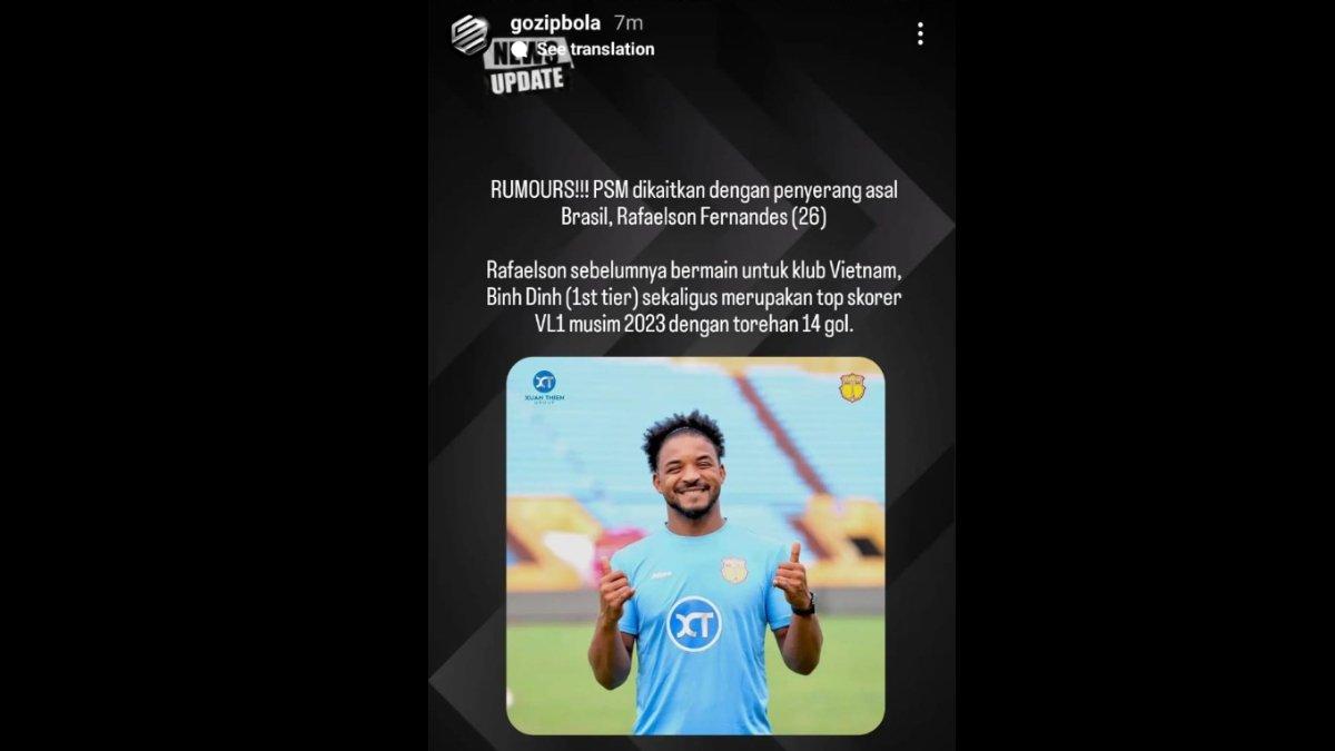 Rumor kandidat juru gedor anyar PSM Makassar asal Brasil, yakni Rafaelson Fernandes.