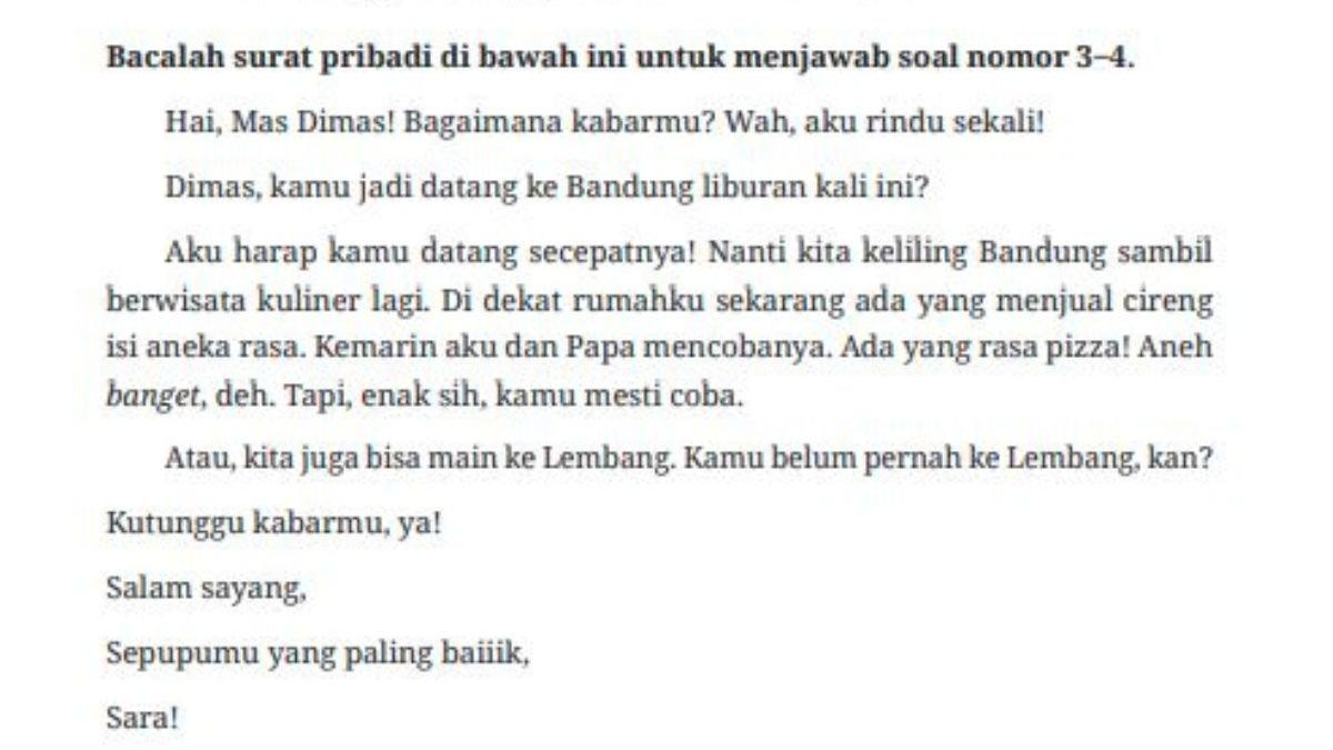 KUNCI JAWABAN - Soal Bahasa Indonesia Untuk nomor 3-5 Uji kompetensi bab 6 kelas 9 SMP
