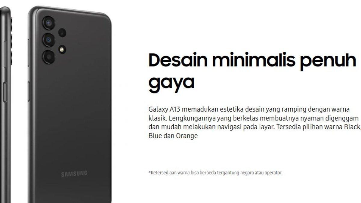 Samsung Galaxy A13: Tampilan minimalis penuh gaya.