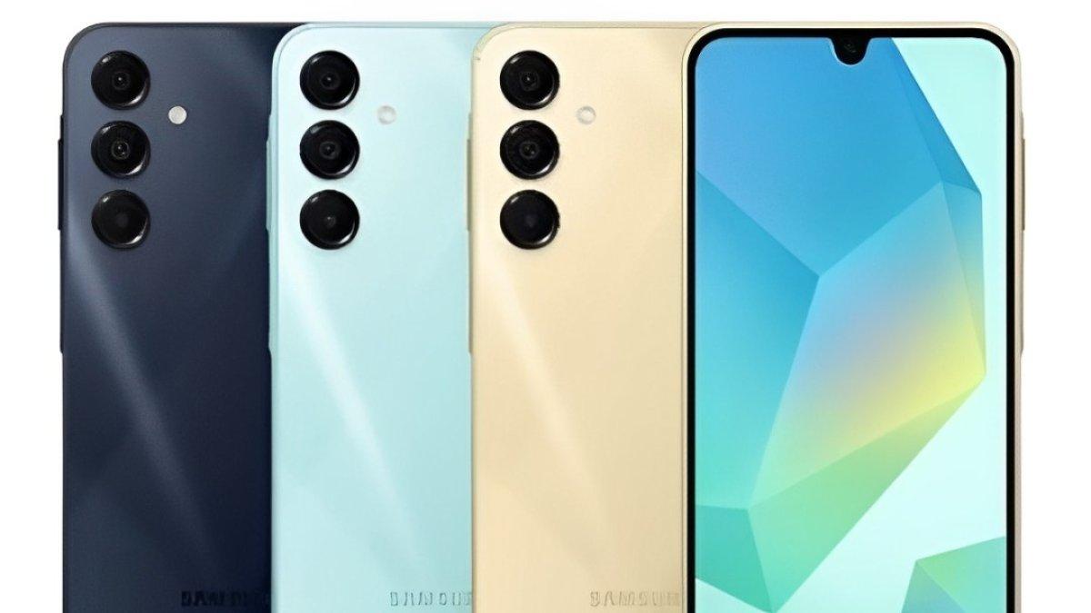 Berikut tampilan desain bodi belakang Samsung Galaxy A16 5G: Blue Black, Gold, Light Green.