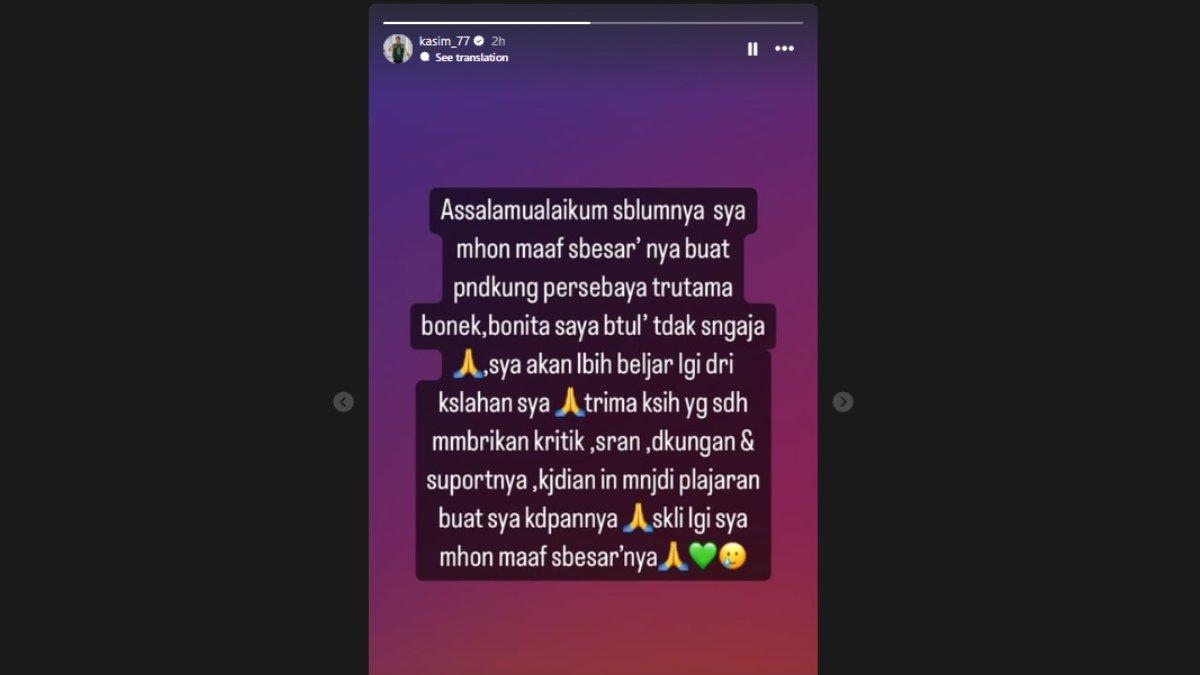 Screenshoot story Instagram Kasim Botan