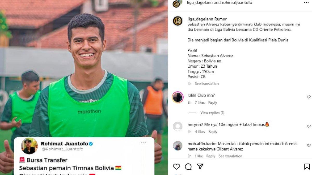 Rumor sosok pemain berlabel Timnas Bolivia, Sebastian Alvarez yang dikabarkan masuk radar klub Liga 1, Minggu (1/12).