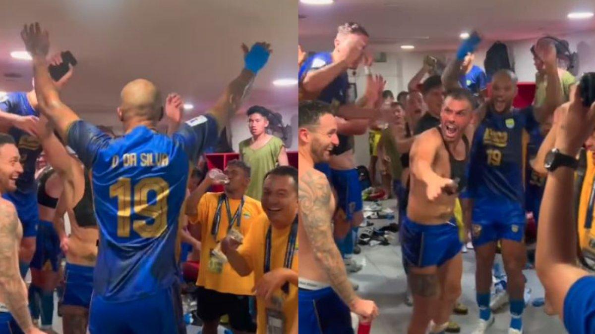 Momen selebrasi para pemain Persib Bandung yang berhasil menang secara dramatis di kandang Lion City Sailors FC pada lanjutan AFC Champions League Two 2024, Kamis (8/11).