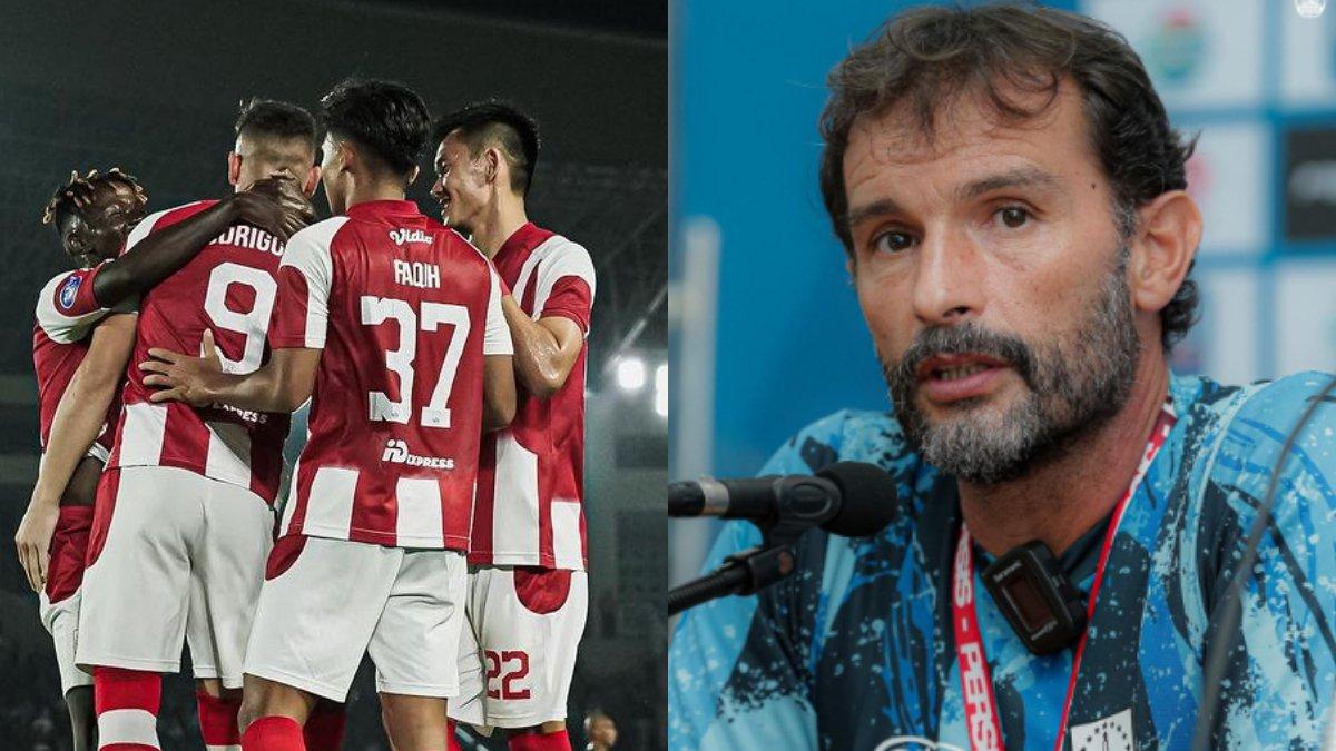 Skuad Persis Solo saat rayakan gol (kiri) dan Leonardo Medina (kanan).