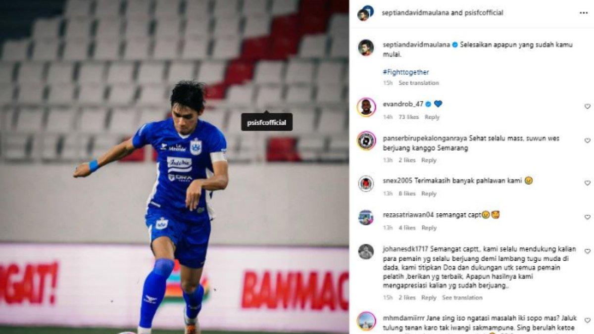 UNGGAHAN SEPTIAN DAVID - Unggahan yang ditaksir kode Septian David Maulana bertahan bersama PSIS Semarang awal musim mendatang.
