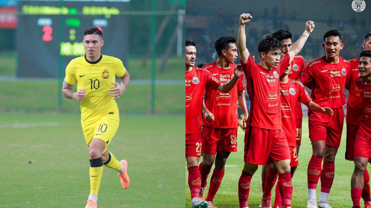 Kolase foto striker Timnas Malaysia, Sergio Aguero (kiri) dan skuad Persija Jakarta (kanan) di Liga 1 2023.