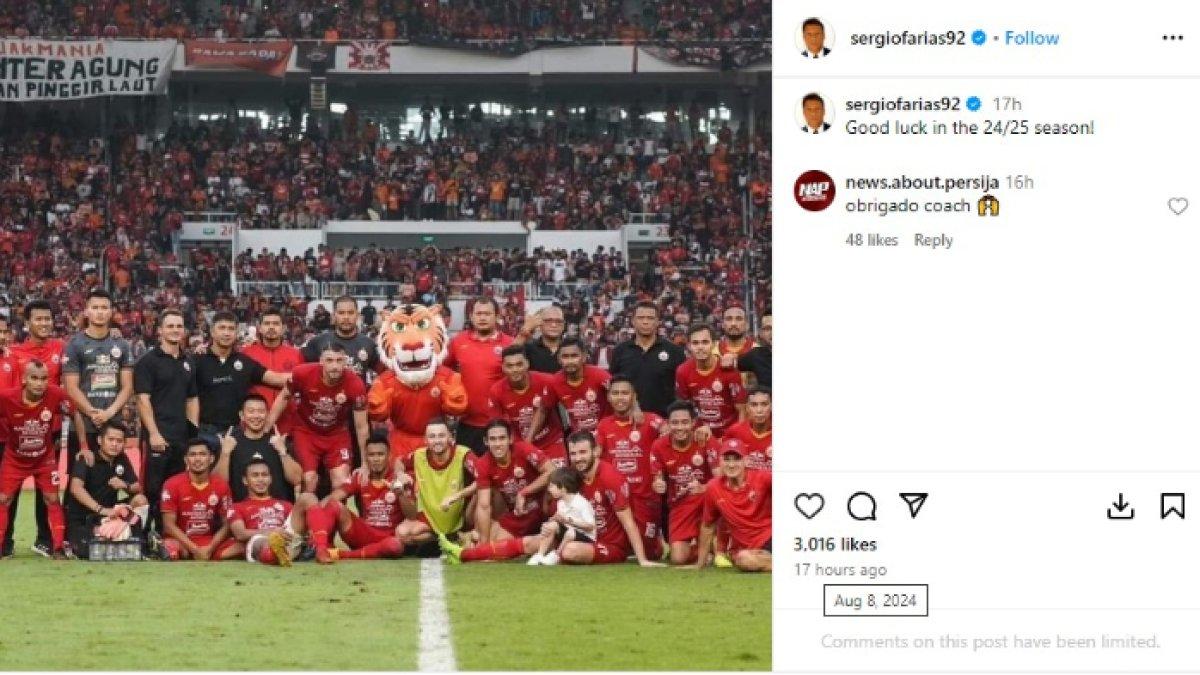 Sergio Farias Doakan Persija Jakarta beruntung di musim 2024/2025.