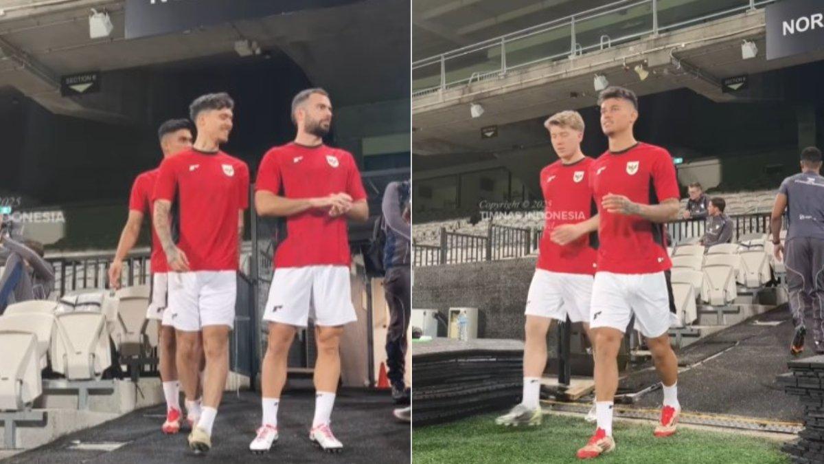 Sesi latihan Timnas Indonesia jelang hadapi Australia dalam unggahan akun Instagram @timnasindonesia, Selasa, 18 Maret 2025.
