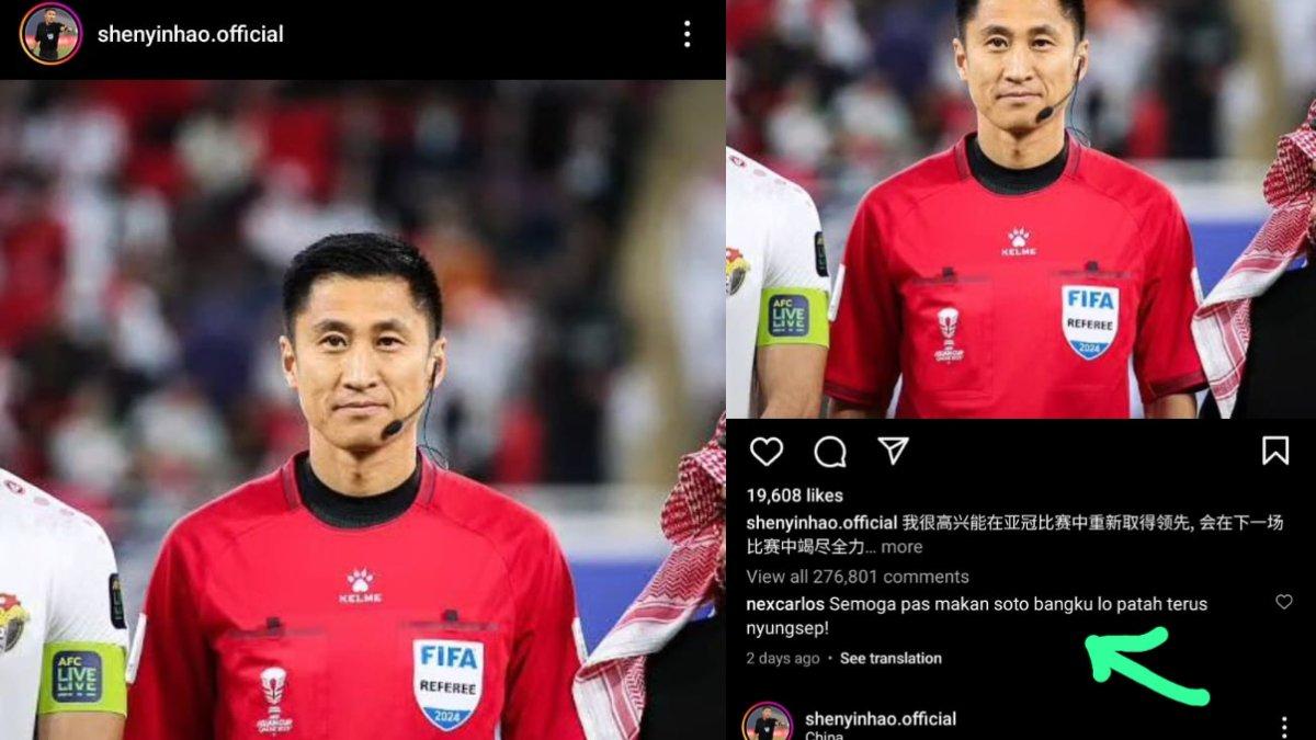 Wasit pemimpin laga Timnas Indonesia U-23 melawan Uzbekistan, yakni Shen Yinhao tengah disindir oleh satu YouTuber terkenal, yakni Nex Carlos, Selasa, 30 April 2024.