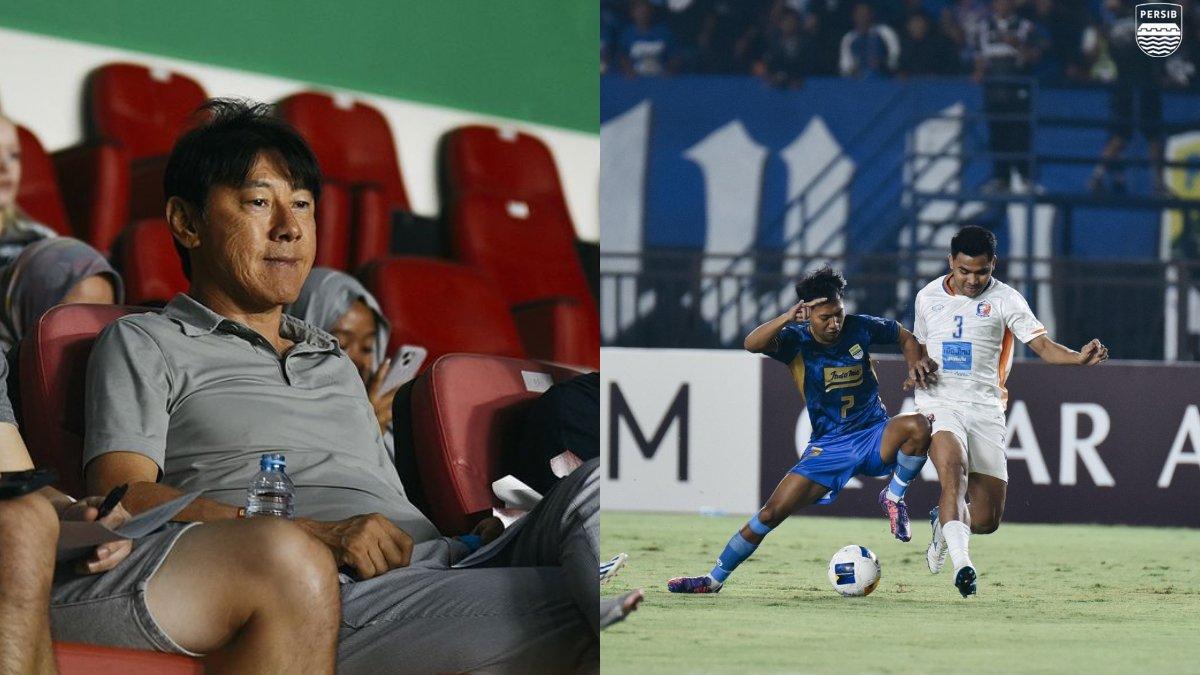 Potret pelatih Timnas Indonesia, Shin Tae-yong (kiri) yang datang langsung menonton laga Persib Bandung melawan Port FC di AFC Champions League 2 2024 (kanan).