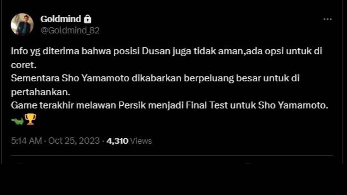 Rumor pemain Persebaya Surabaya Sho Yamamoto yang bakal dievaluasi seusai melawan Persik Kediri di pekan ke-17 Liga 1 2023 mendatang.