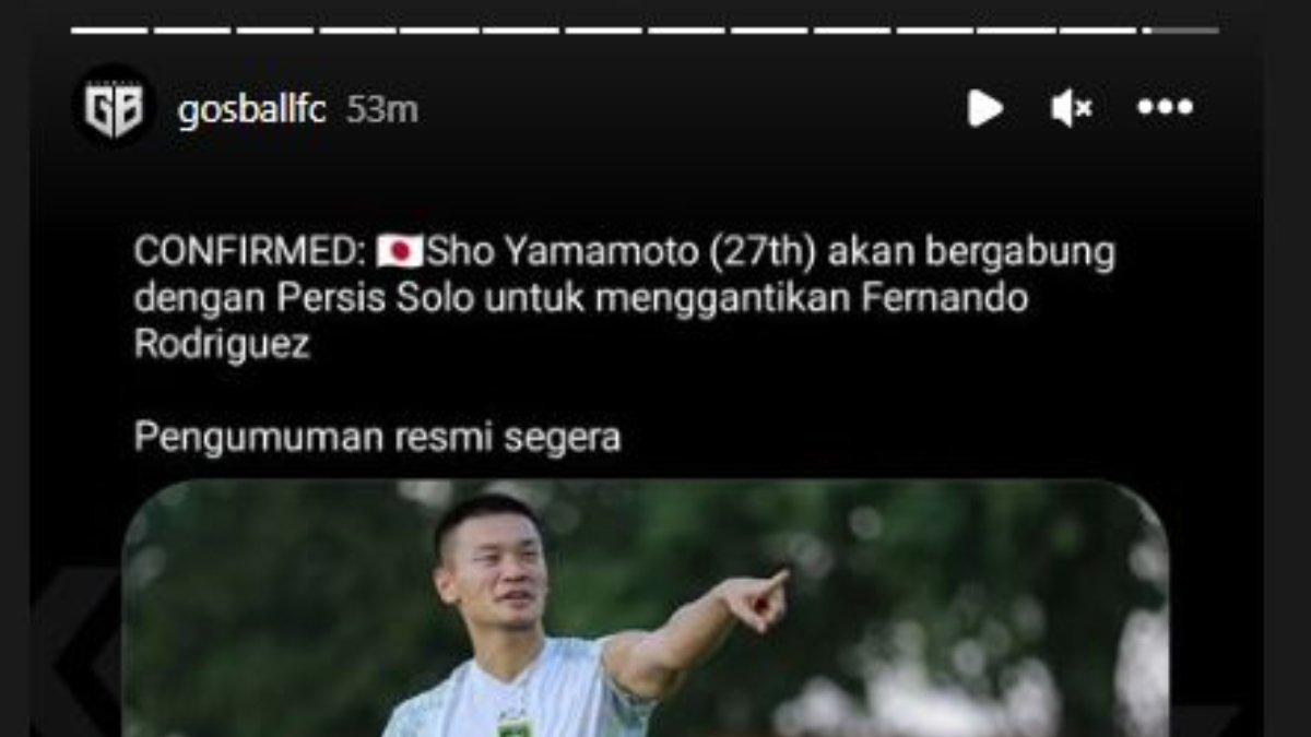 Rumor merapatnya pemain buangan Persebaya Surabaya, yakni Sho Yamamoto ke Persis Solo di putaran kedua Liga 1 2023.