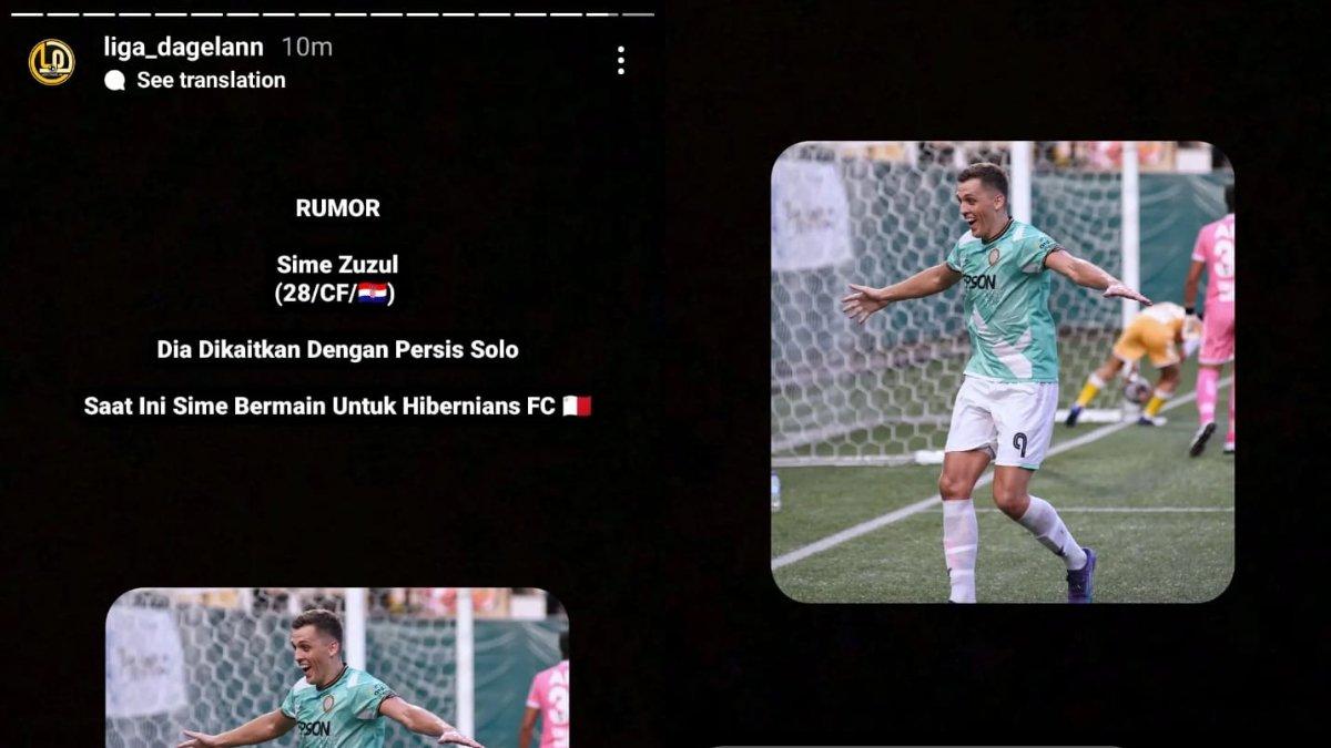 Rumor Persis Solo yang kabarnya menaruh minat kepada striker asal Kroasia bernama Sime Zuzul, Senin, 13 Mei 2024.