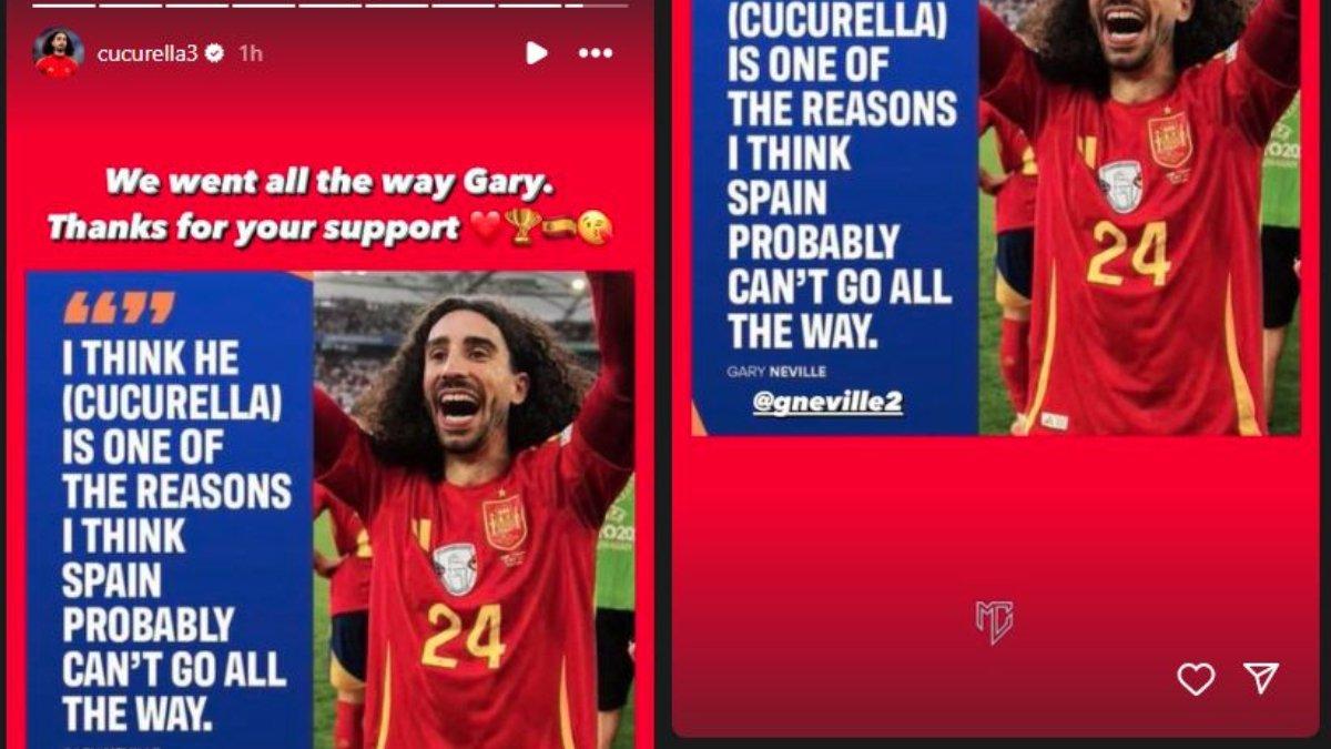 Setelah berhasil membawa Timnas Spanyol juara di EURO 2024, bintang Chelsea Marc Cucurella langsung memberikan sindiran kepada eks Manchester United, Gary Neville. Gary Neville yang sekarang menjadi pundit tersebut sempat menilai Marc Cucurella adalah titik lemah di pertahanan Timnas Spanyol selama EURO 2024.