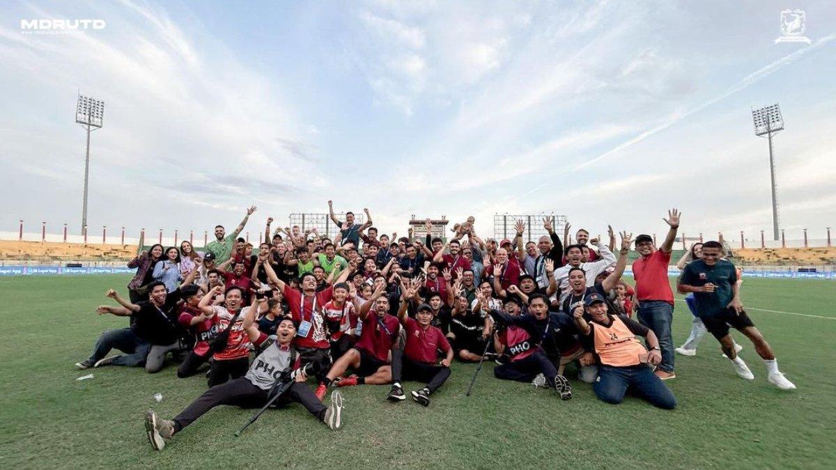 Potret skuad Madura United seusai bertanding di pekan ke-34 Liga 1 2023 lalu.