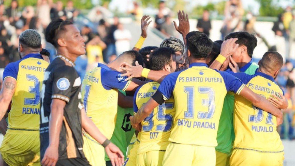 Selebrasi kemenangan Barito Putera dari Dewa United di pekan ke-7 Liga 1 2023/2024, Rabu (10/9/2023).