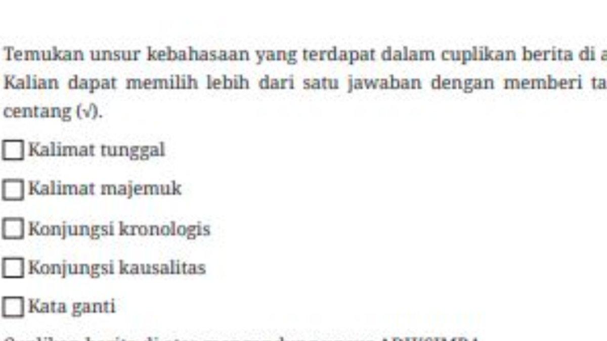 KUNCI JAWABAN - Soal nomor 2 Buku Bahasa Indonesia Kelas 9 SMP Kurikulum Merdeka.