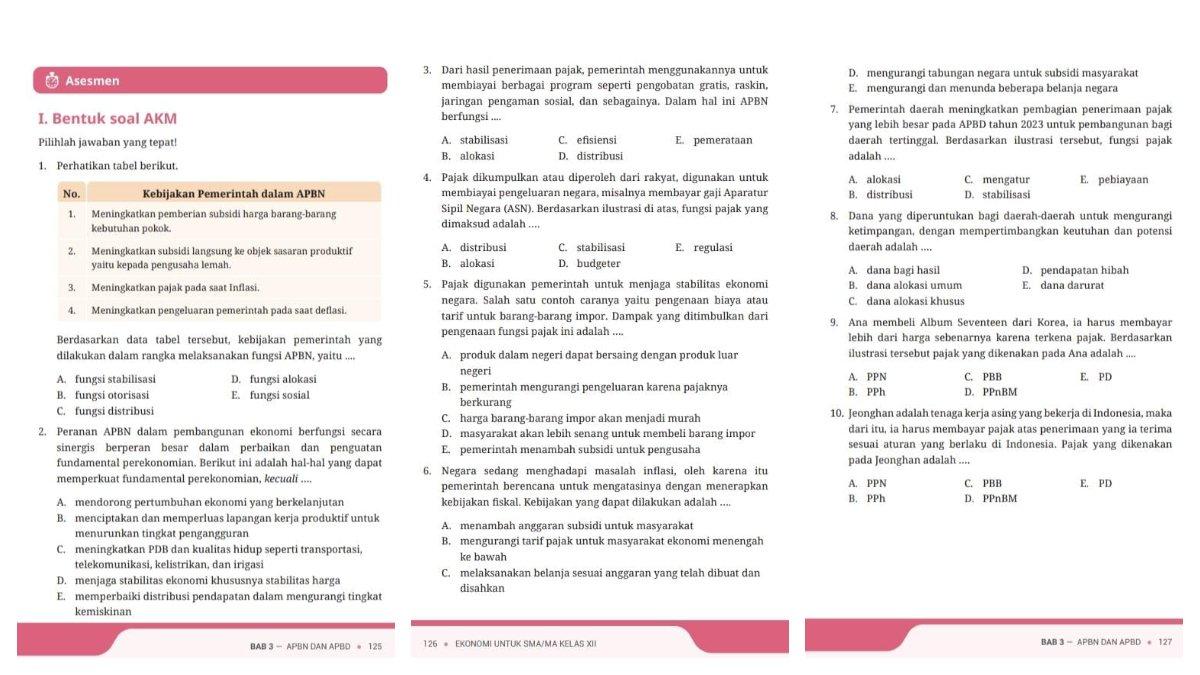 Soal Ekonomi kelas 12 SMA kurikulum merdeka asesmen bab 3 halaman 125-127. Simak pembahasan kunci jawaban asesmen bab 3 Ekonomi kelas 12 SMA kurikulum merdeka.