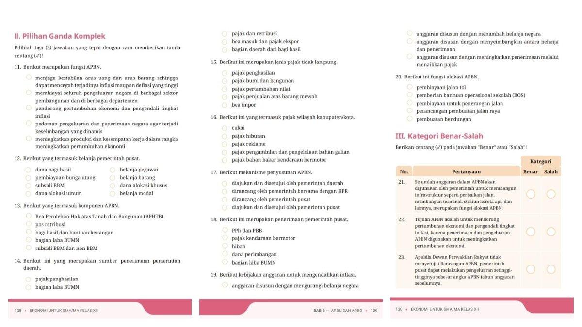 Soal Ekonomi kelas 12 SMA kurikulum merdeka asesmen bab 3 halaman 128-130. Simak pembahasan kunci jawaban asesmen bab 3 Ekonomi kelas 12 SMA kurikulum merdeka.