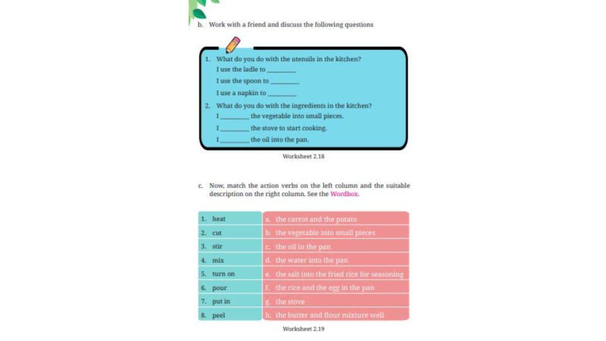 KUNCI JAWABAN - Soal English for Nusantara Kelas 7 SMP Kurikulum Merdeka Chapter 2 Section 2 Worksheet 2.18 dan 2.19 Halaman 84