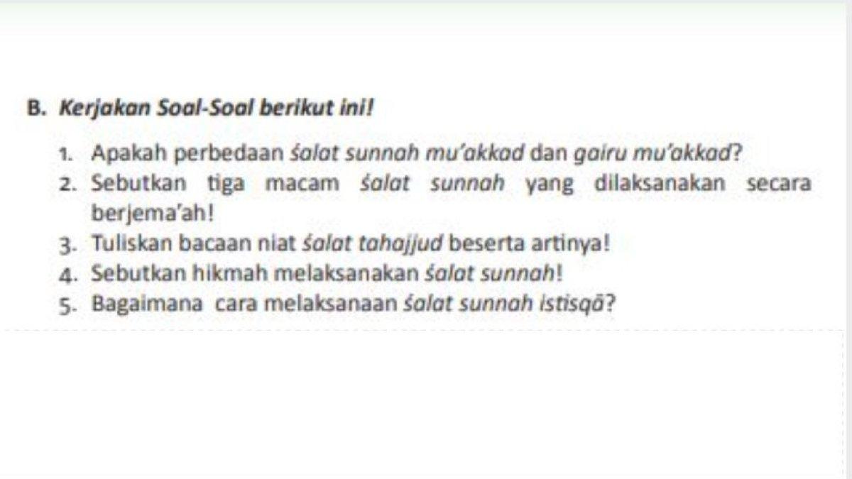 Soal Esai PAI Kelas 8 SMP Kurikulum 2013