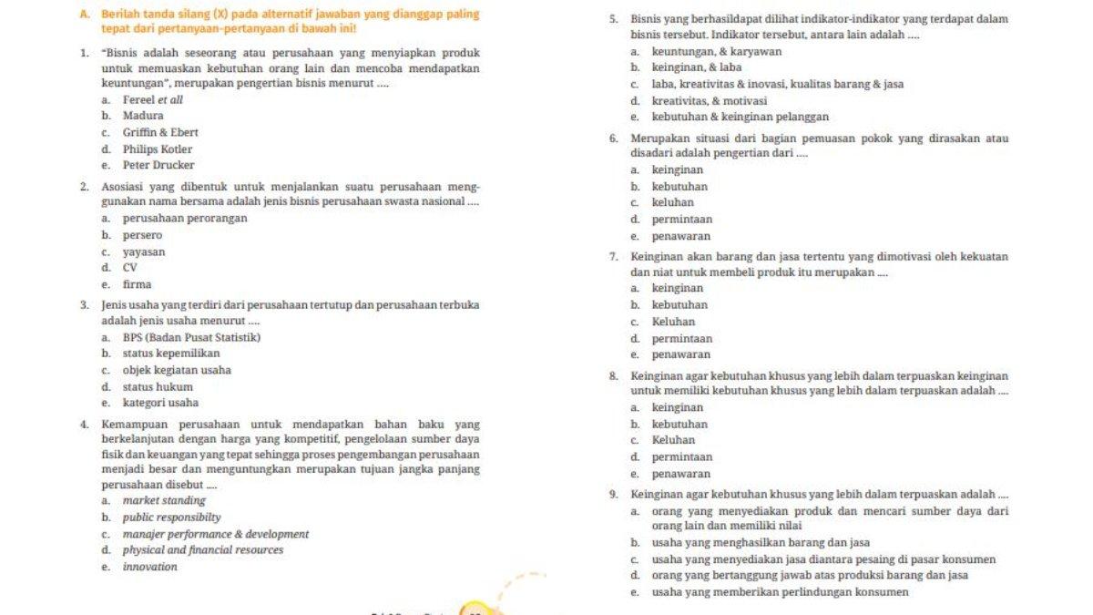 Soal Evaluasi Bab 1: Halaman 25-26, Dasar-Dasar Pemasaran Kelas 10 SMK/MAK.