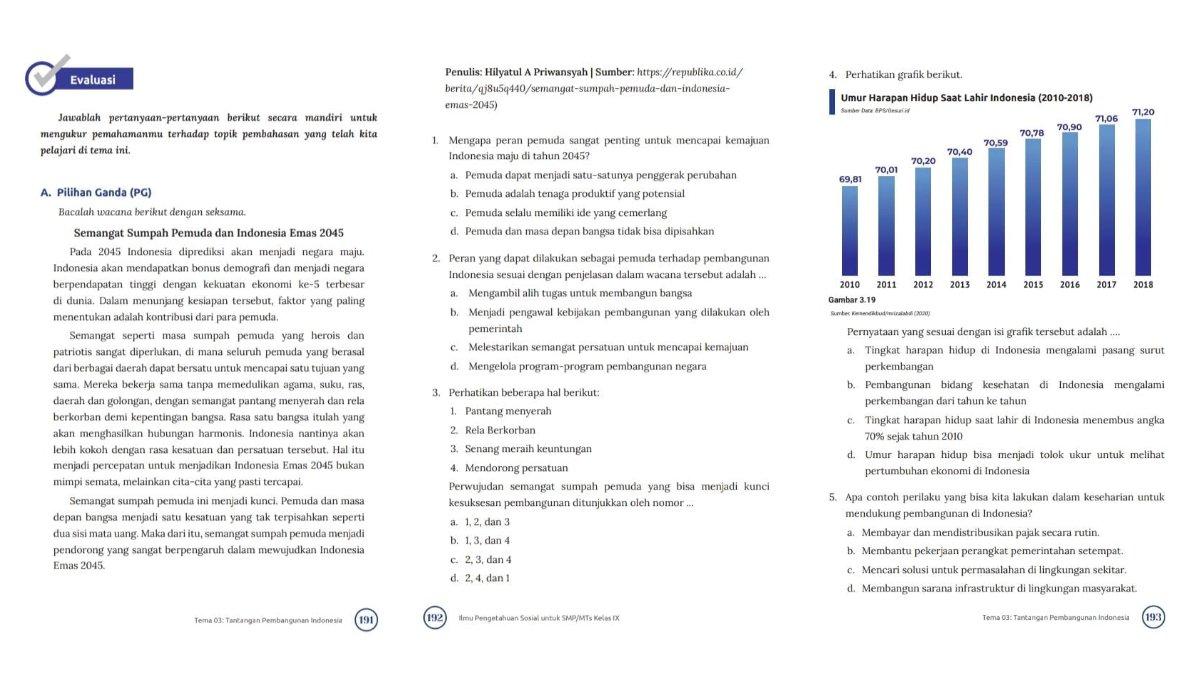 Soal IPS kelas 9 SMP kurikulum merdeka evaluasi tema 3 pilihan ganda. Simak kunci jawaban evaluasi tema 3 IPS kelas 9 SMP kurikulum merdeka.