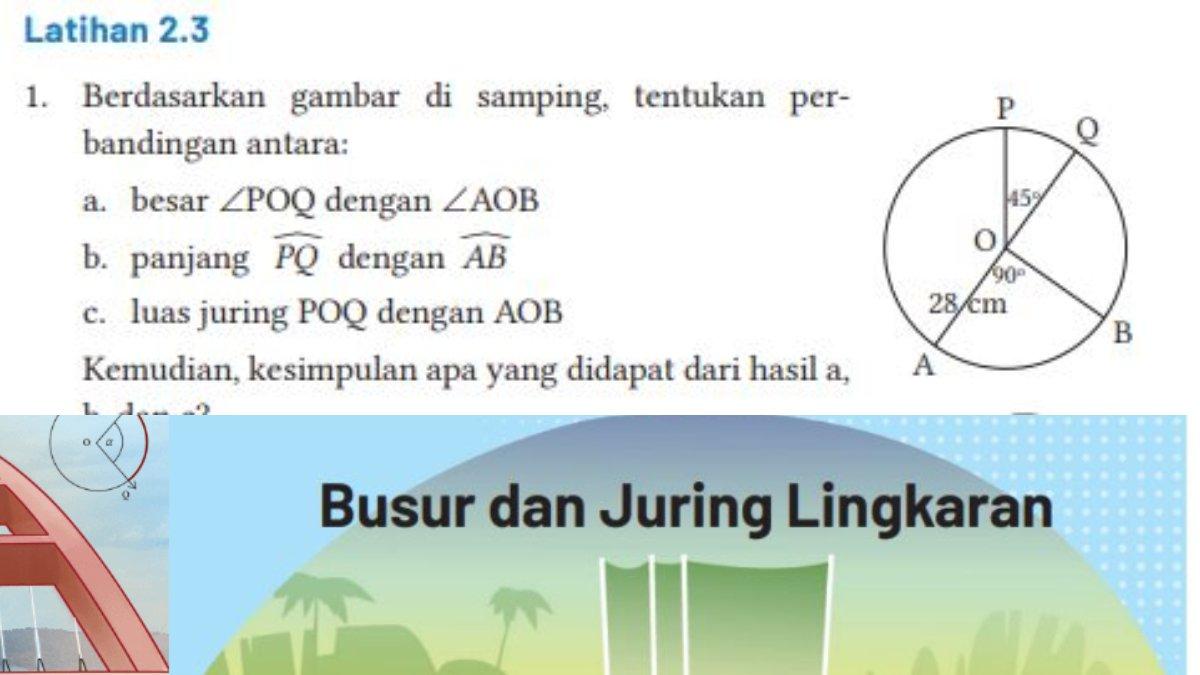 Soal nomor 1 halaman 84 terdapat pada bab 2 tentang Busur dan Juring Lingkaran.