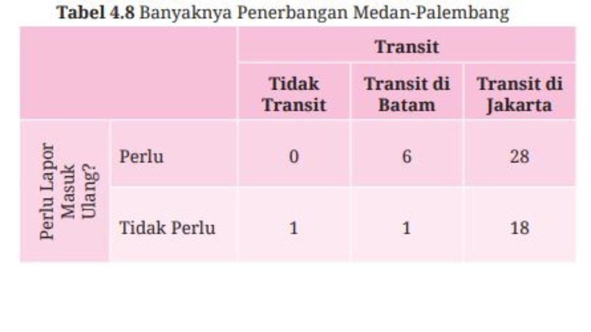 Tabel 4.8 Banyaknya Penerbangan Medan-Palembang