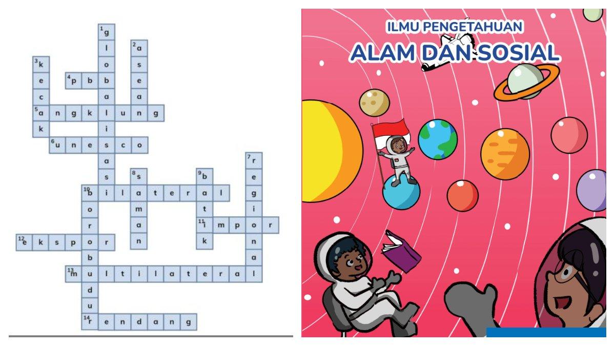 Teka-teki silang beserta jawabannya yang terdapat pada halaman 100.
