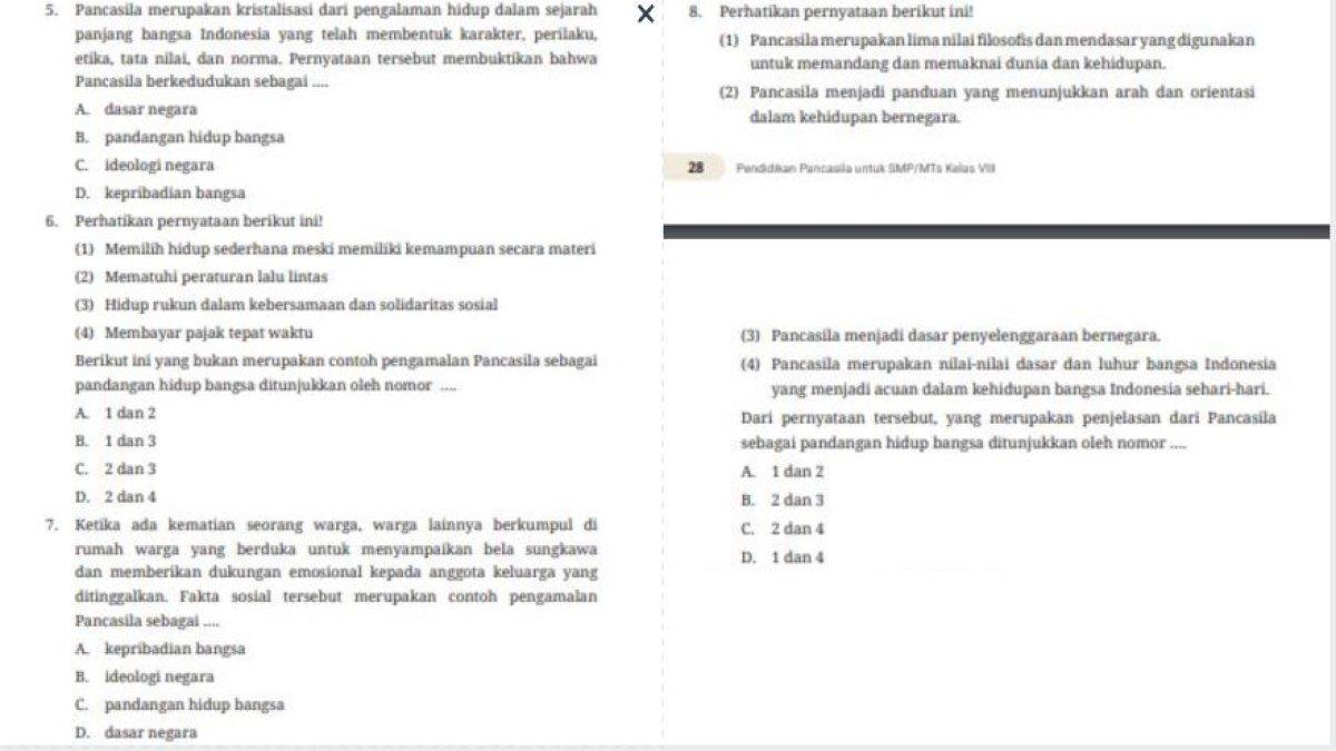 Soal PKN Kelas 8 SMP Kurikulum Merdeka