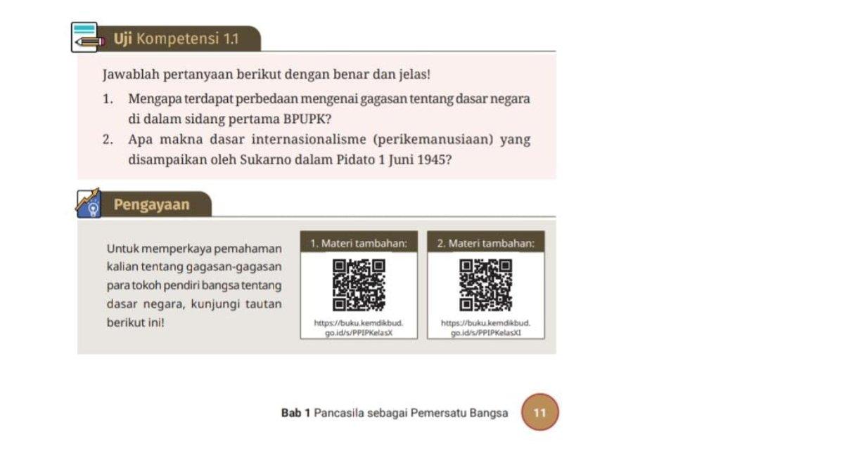 Soal PKN kelas 10 SMA kurikulum merdeka uji kompetensi 1.1. Simak kunci jawaban uji kompetensi 1.1 dan 1.2 PKN kelas 10 SMA kurikulum merdeka.
